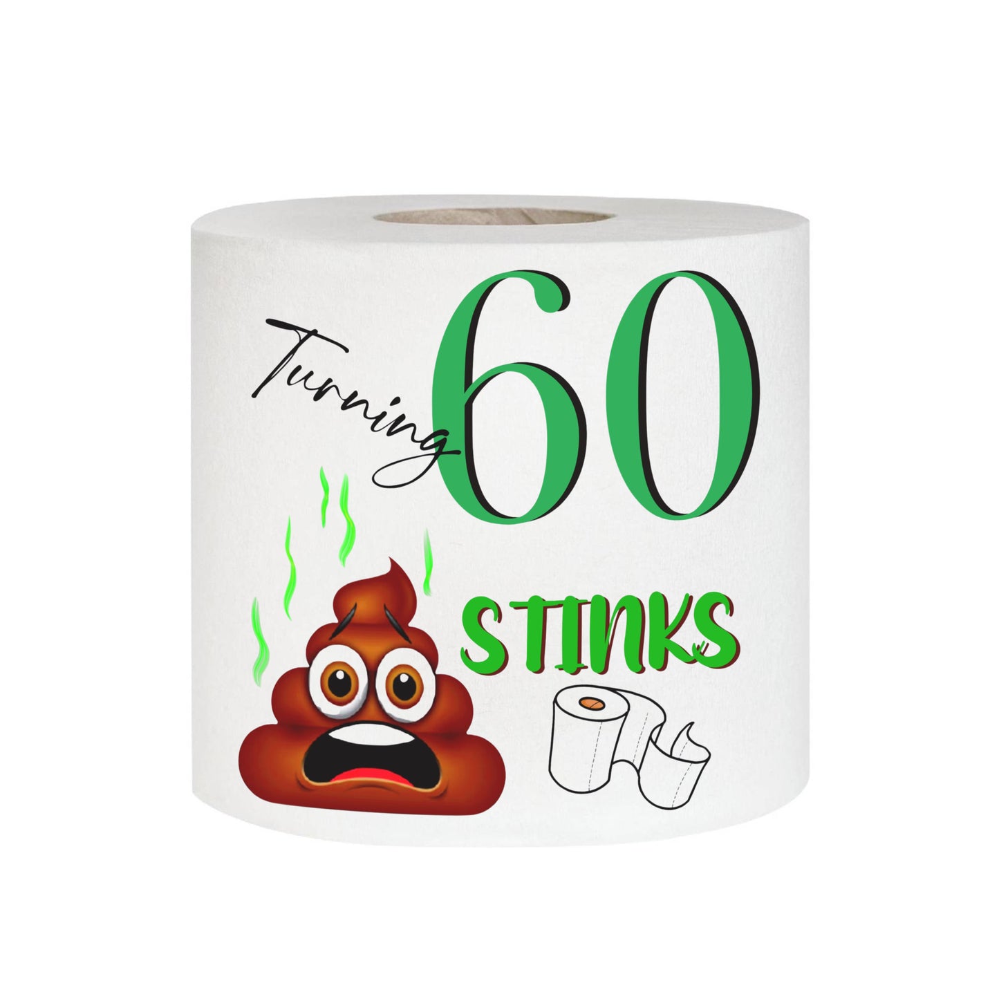 Happy 60th Birthday Printed Toilet Paper Rolls | Funny Gag Gift for Men and Women | Milestone Party Decor | Novelty Bathroom Joke Presents