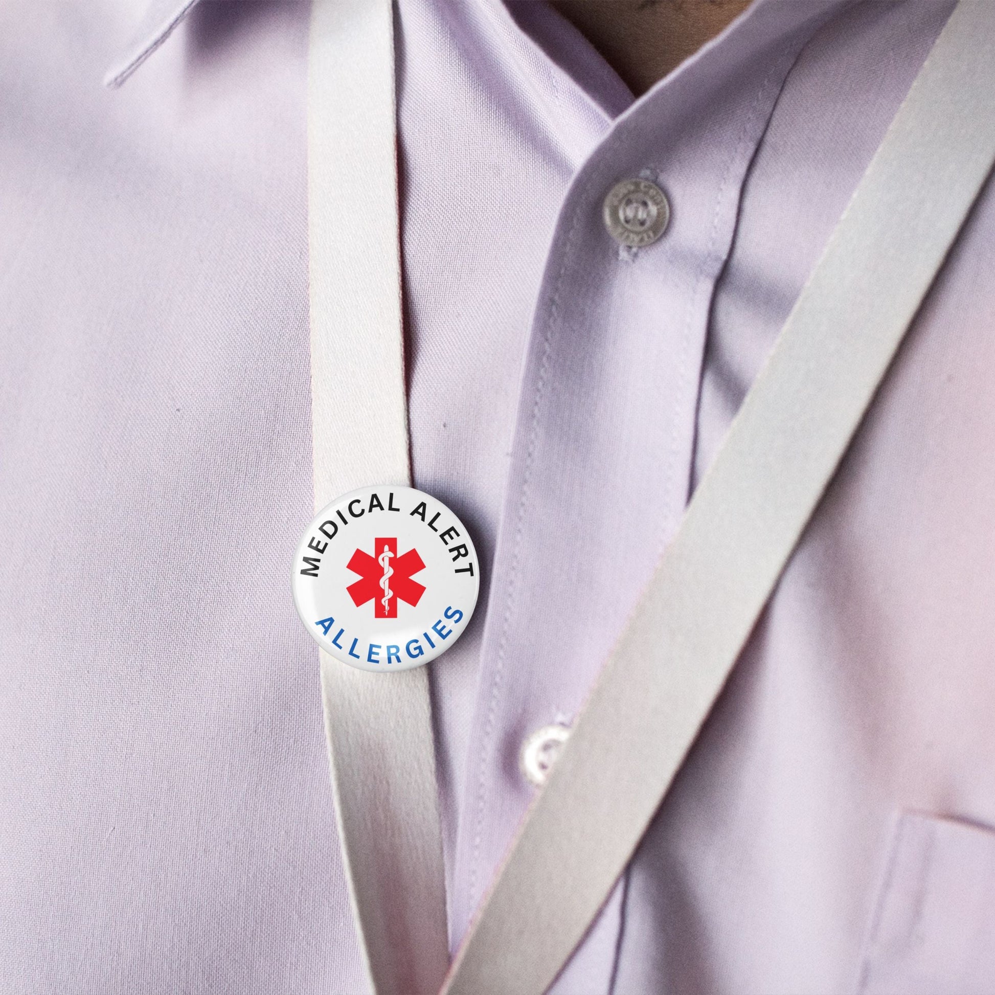 Allergies Medical Alert Jewelry Badge - 1 inch (25mm) designed for emergency safety, perfect for discreet wear as essential medical alert jewelry.