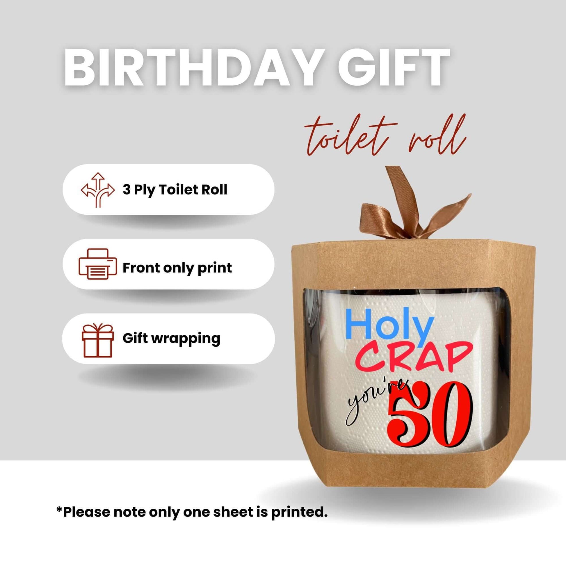 Novelty Toilet Roll 50th Birthday Holly Crap You’re 50 - EMU Works