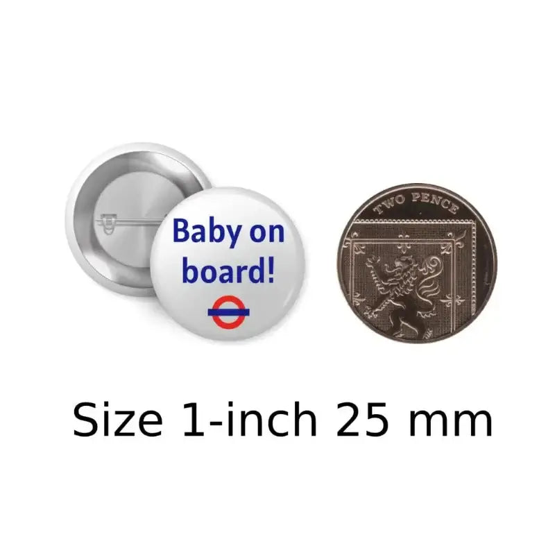 EMUWORKS Baby On Board Badges 1in 25mm - London Underground Logo , Pregnancy Announcement Pin Button Badge - EMU Works