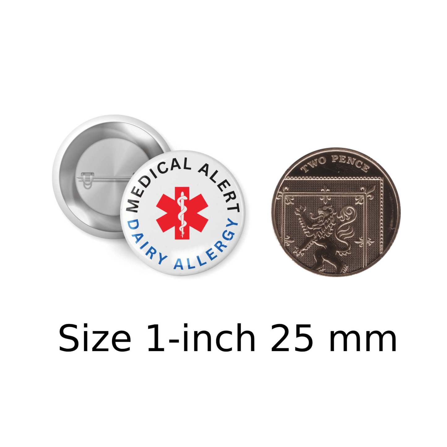 Dairy Allergy Medical Alert Badge | 1in 25mm Pin Button