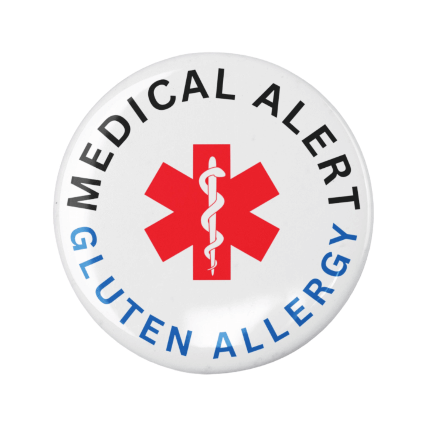 This Gluten Allergy Medical Alert Logo Badge helps you easily and quickly alert others to your medical needs. Measuring 1 inch (25mm) in diameter.