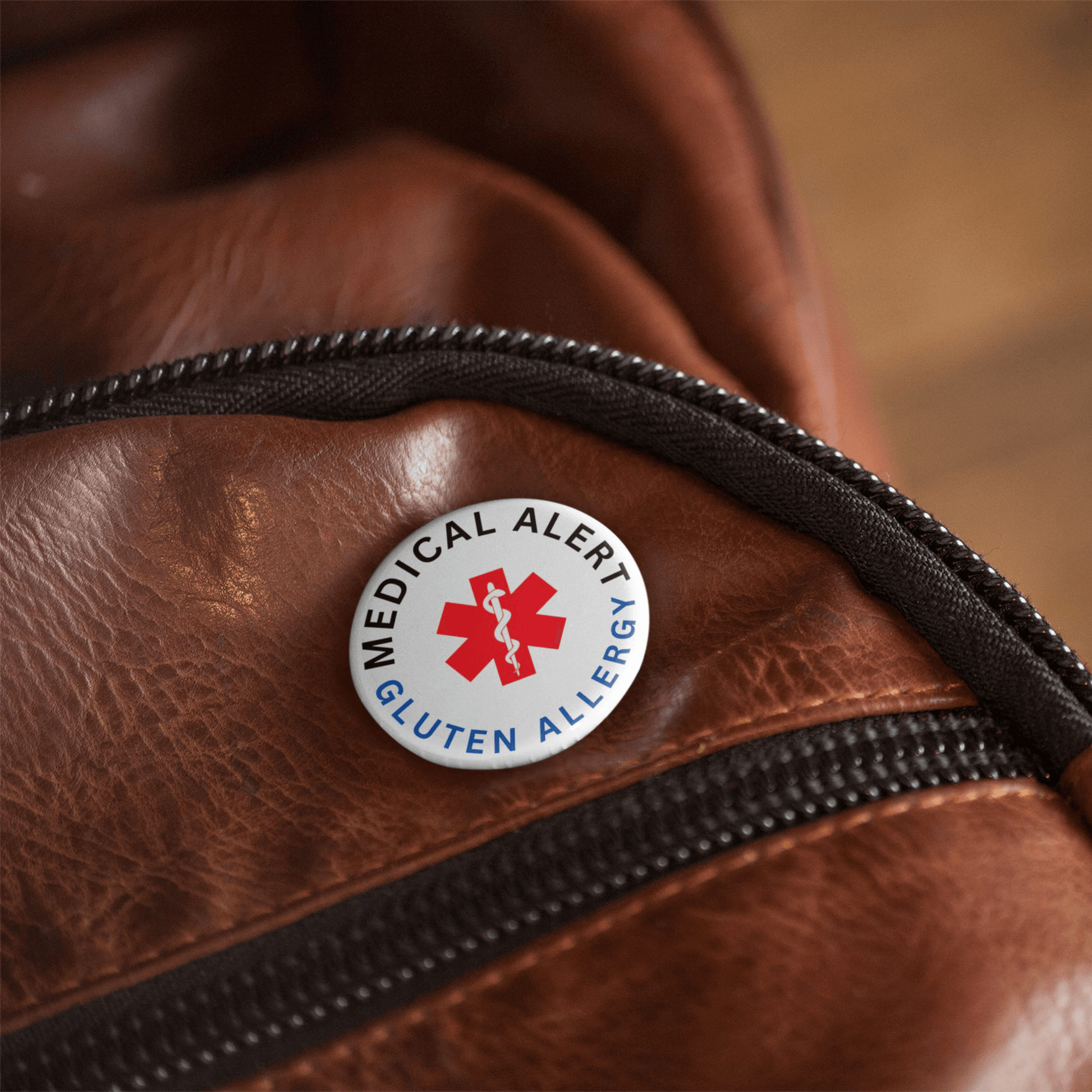 This Gluten Allergy Medical Alert Logo Badge helps you easily and quickly alert others to your medical needs. Measuring 1 inch (25mm) in diameter.