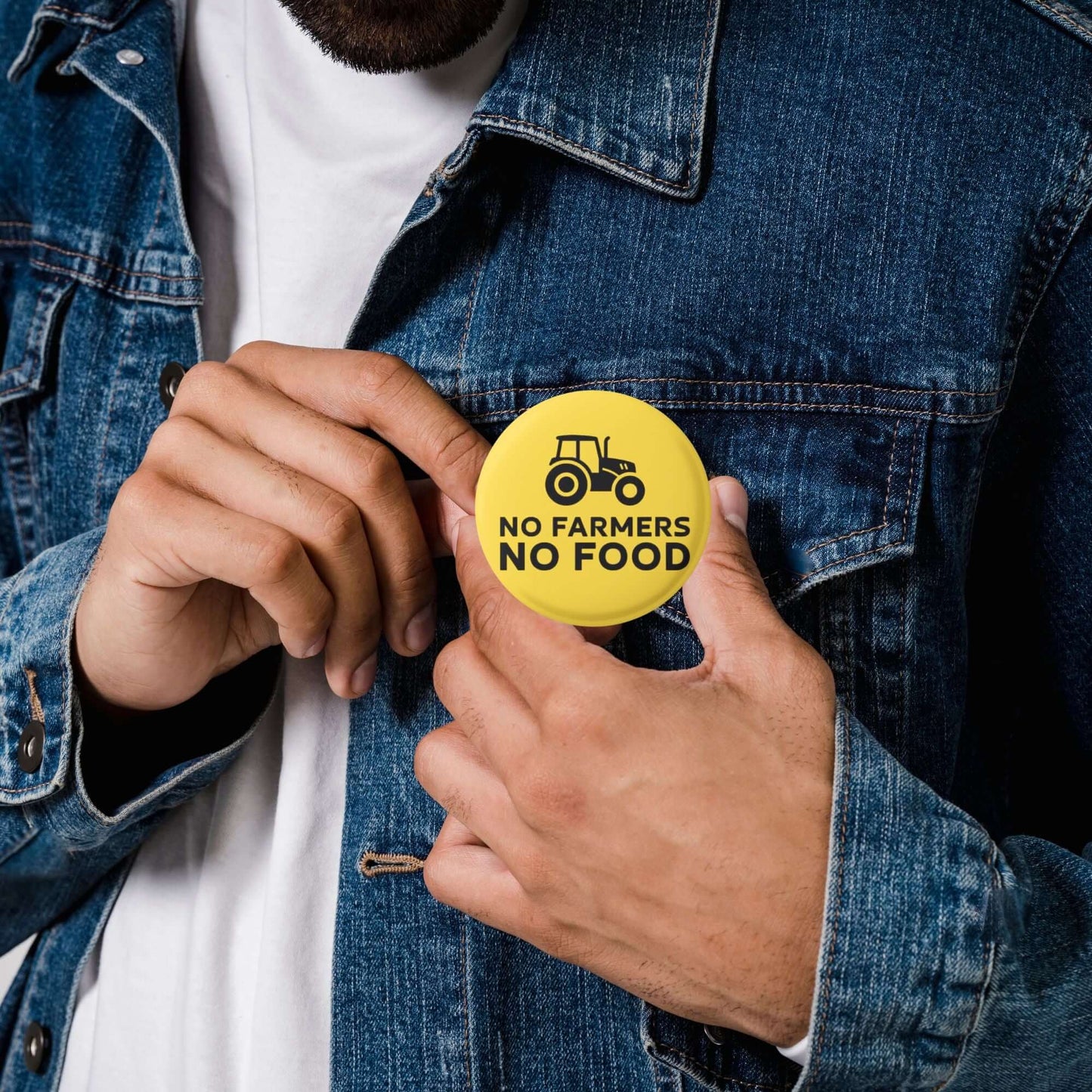 No Farmers No Food Pin Button Badge, Farm Support Farming Campaign Badge 25 mm 50mm 59mm - EMU Works