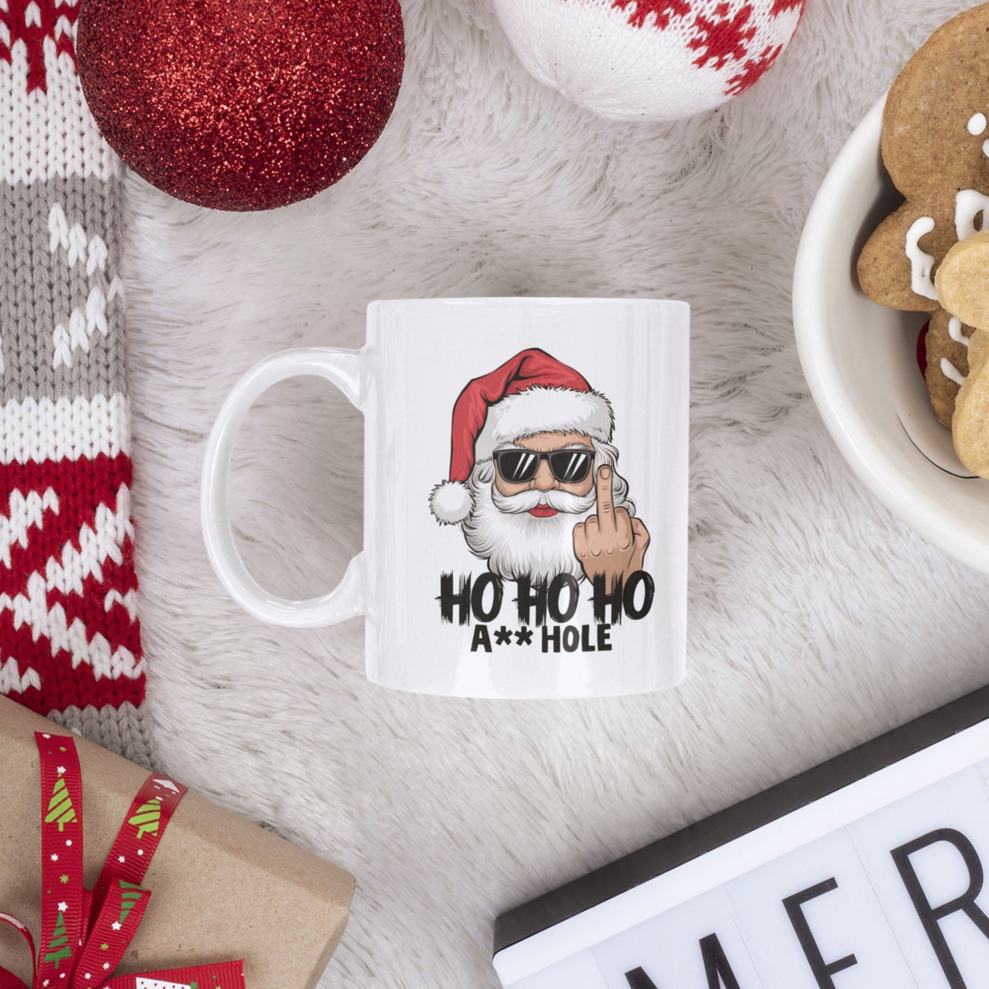 Christmas Rude Santa Claus Funny Coffee Cup White Ceramic Mug Inappropriate Gifts Dishwasher Safe