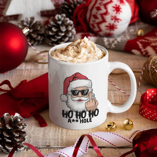 Funny Christmas Mug - Rude Santa Claus 11oz Ceramic Coffee Cup, Dishwasher Safe Gag Gift - EMU Works