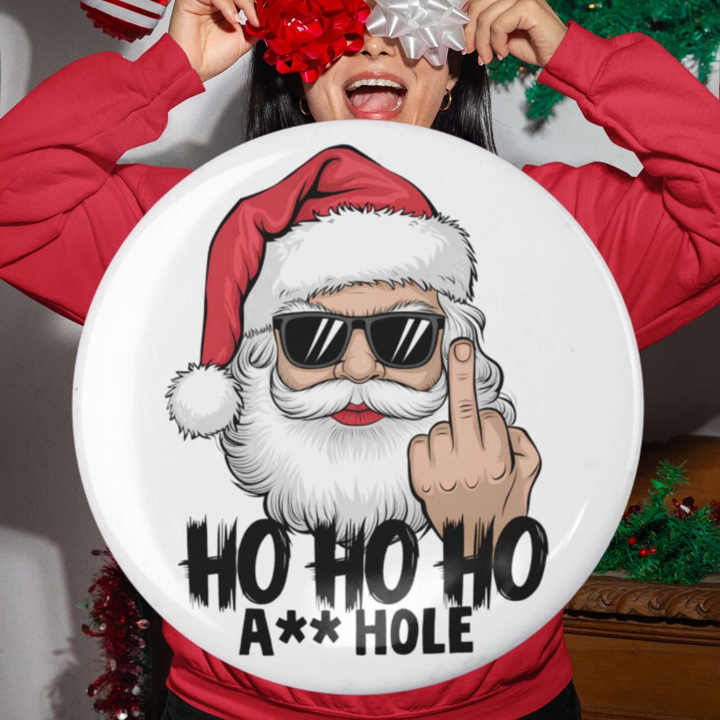 Cheeky Santa Gift - Rude Christmas Badge for Secret Santa - Funny Office Party Accessory - EMU Works