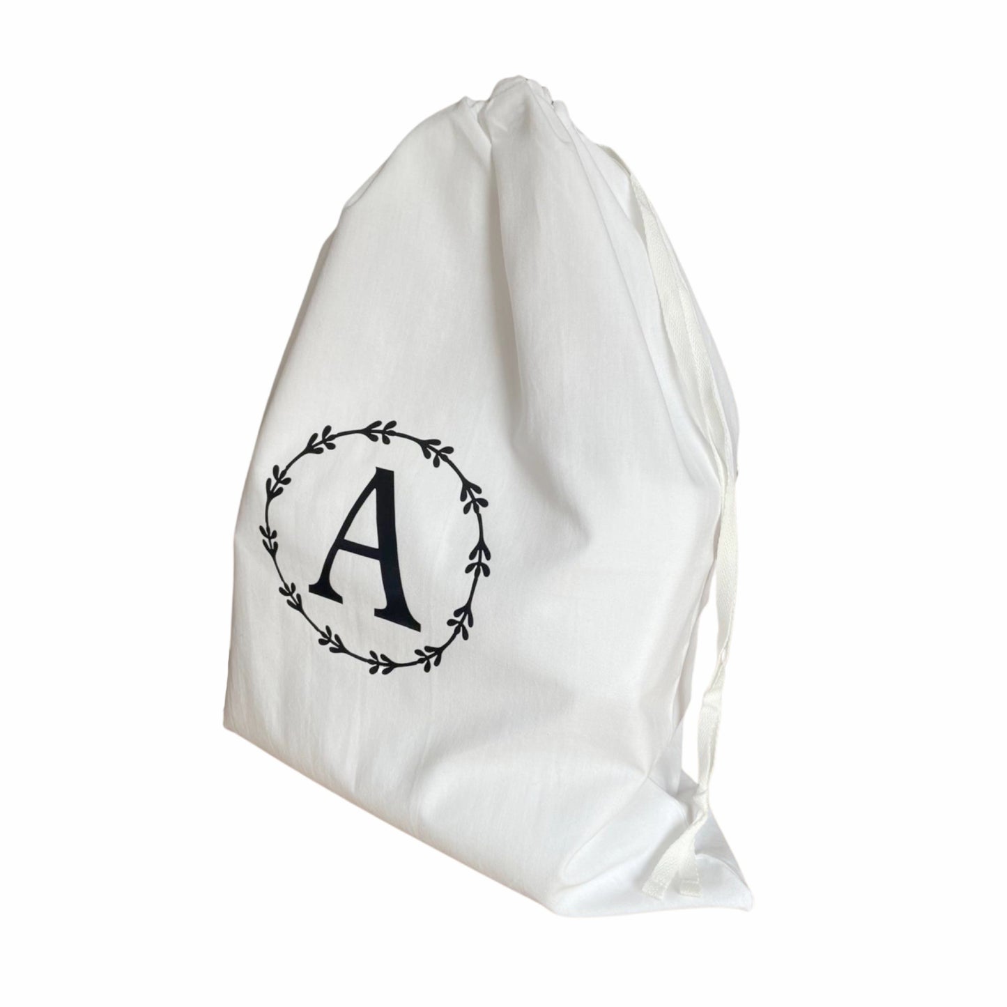 Laundry Bag Monogrammed Travel Cotton Laundry Lightweight White 53 x 44 cm Dorm Room Essentials Sustainable Drawstring Bag University Gift