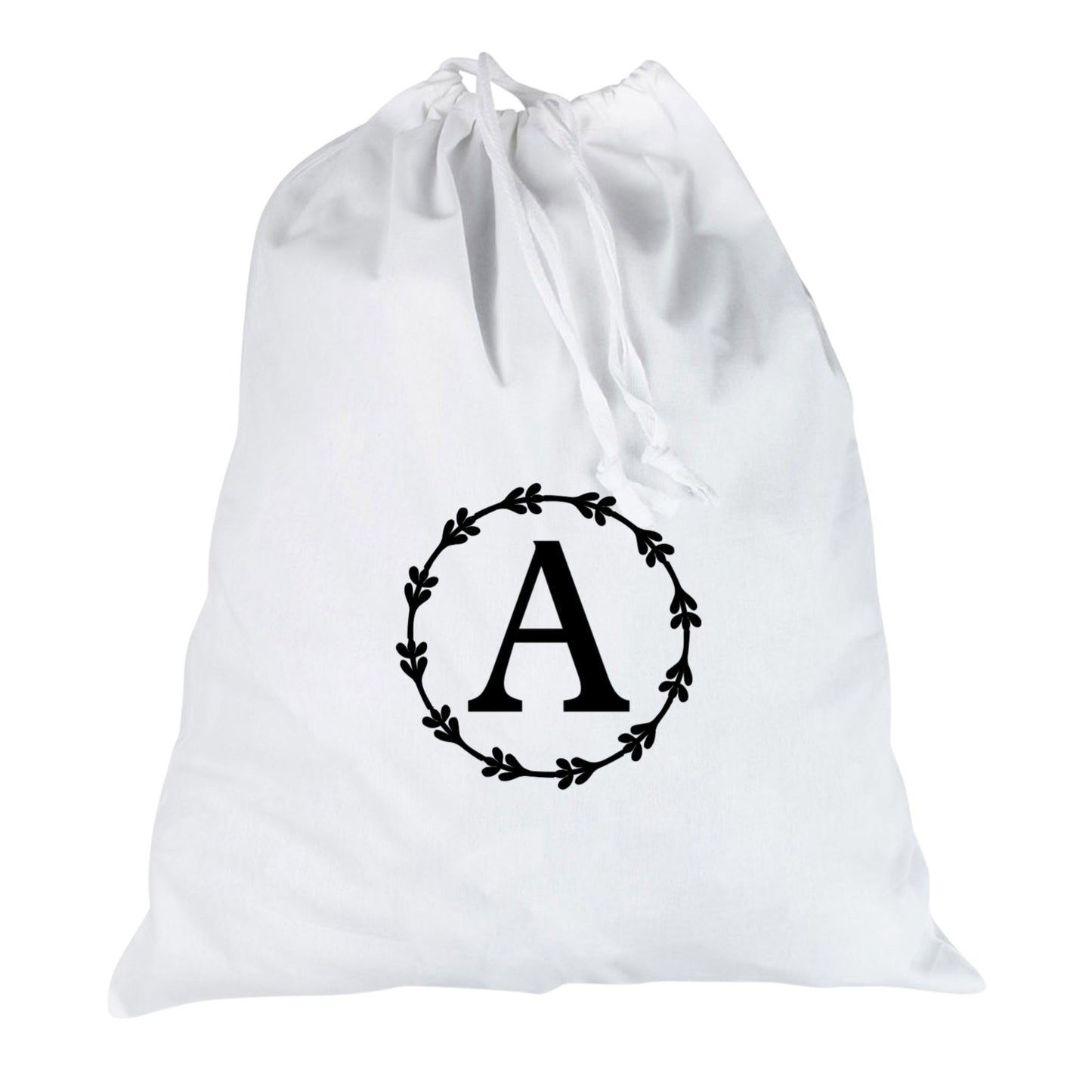 Laundry Bag Monogrammed Travel Cotton Laundry Lightweight White 53 x 44 cm Dorm Room Essentials Sustainable Drawstring Bag University Gift