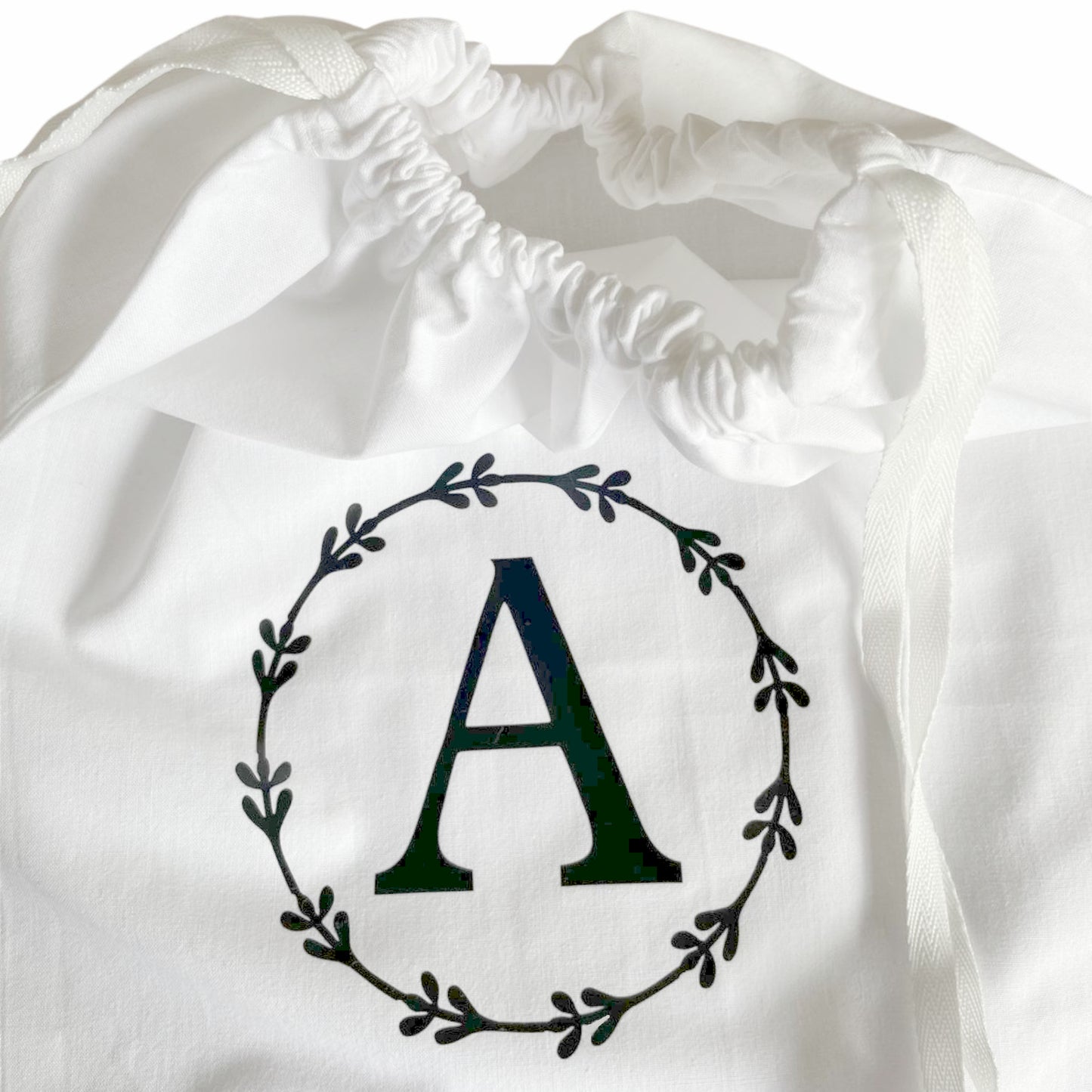 Laundry Bag Monogrammed Travel Cotton Laundry Lightweight White 53 x 44 cm Dorm Room Essentials Sustainable Drawstring Bag University Gift