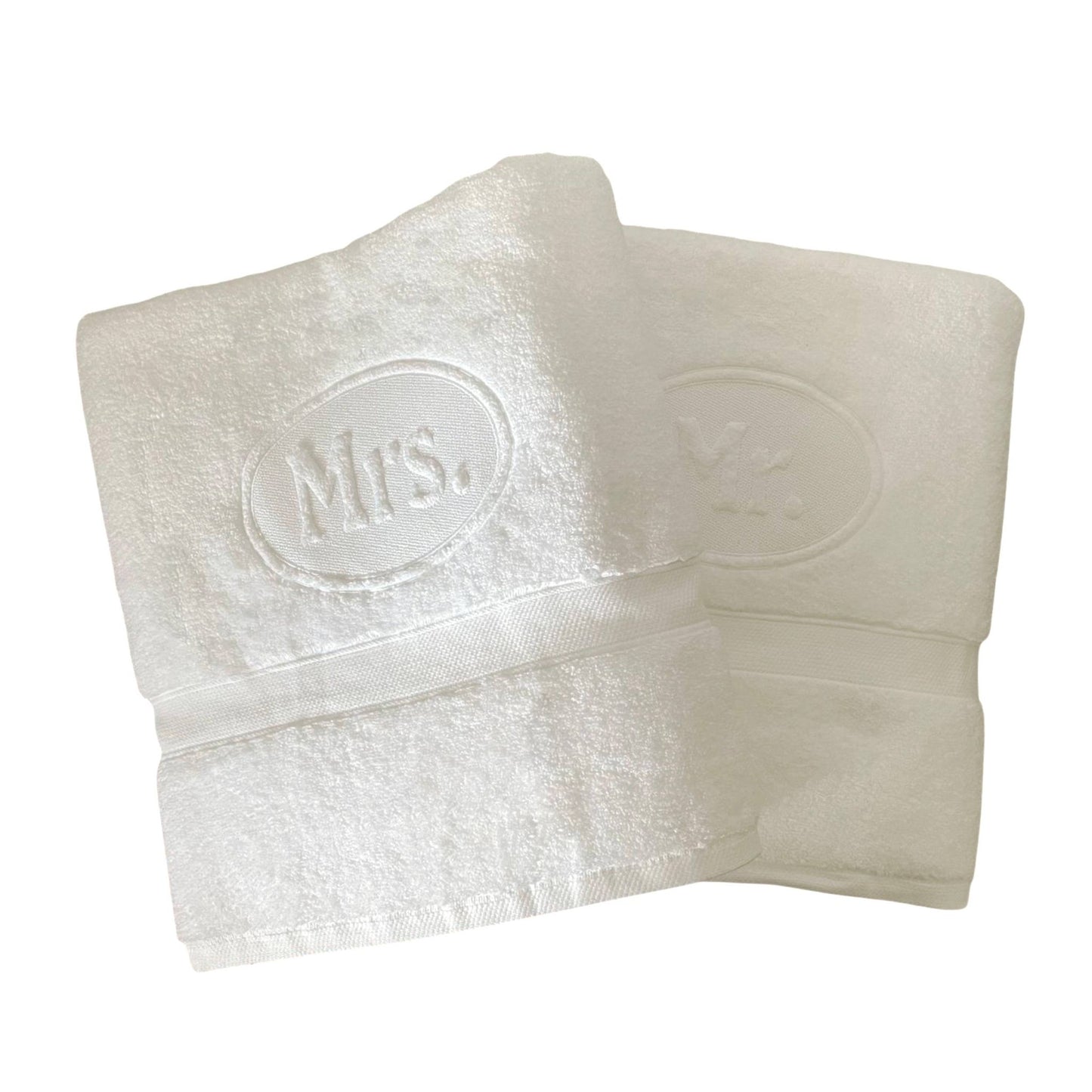 Newlywed Gift Towels Set - Large Embroidered Mr & Mrs 100x150cm with Zipped Storage Bag - EMU Works