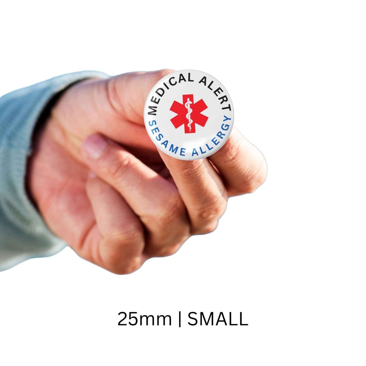 Sesame Allergy Identification Medical Alert Badge 1In 25Mm Pin Button, Clear Text & Secure Fit