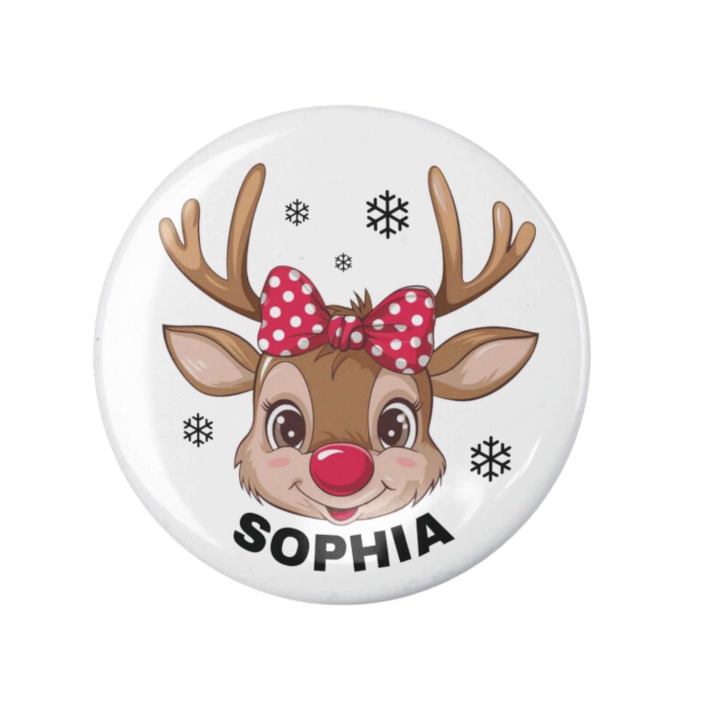 Personalised Christmas Badges For Kids Reindeer For Boys and Girls - EMU Works