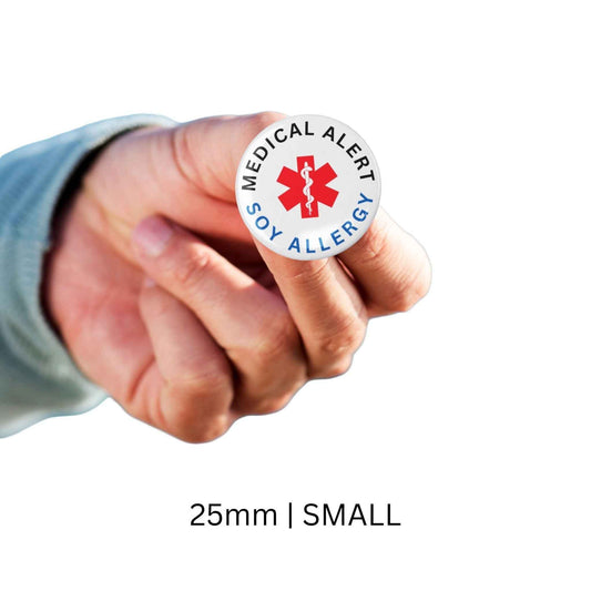 Soy Allergy Medical Alert Badge 1In (25Mm) - Easy Attach Safety Pin for Emergencies