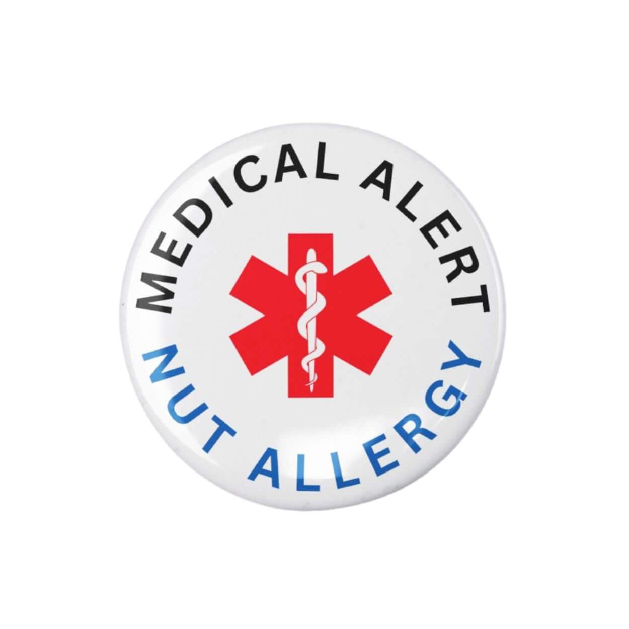 Nut Allergy Awareness Badge - 1 Inch Medical Alert Logo Pin showcasing vibrant medical alert logo for nut allergy awareness.