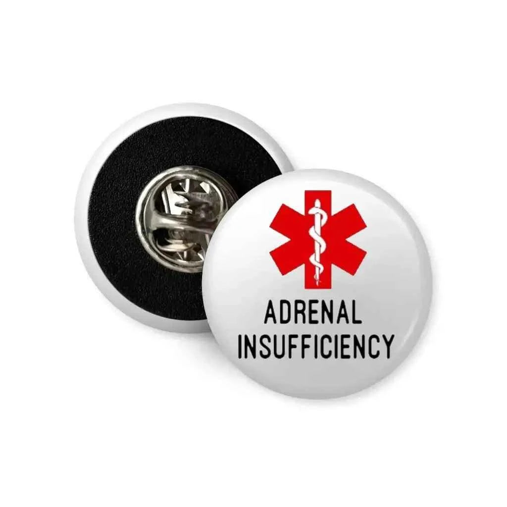 Adrenal Insufficiency Alert Badge - 1 Inch (25mm) Clear Text Medical Alert Logo