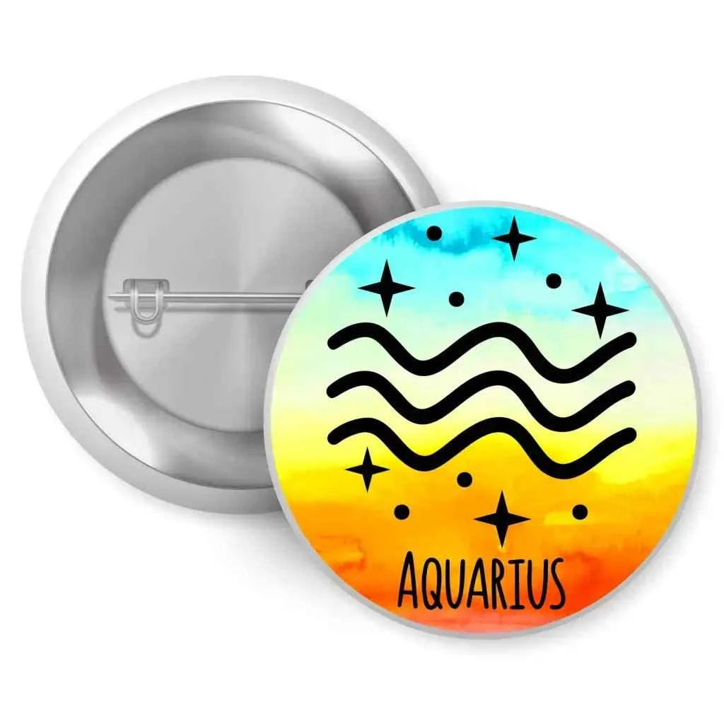 Aquarius Zodiac Badge – Mystical 1 Inch Button Pin, Perfect for Astrology Lovers 25mm