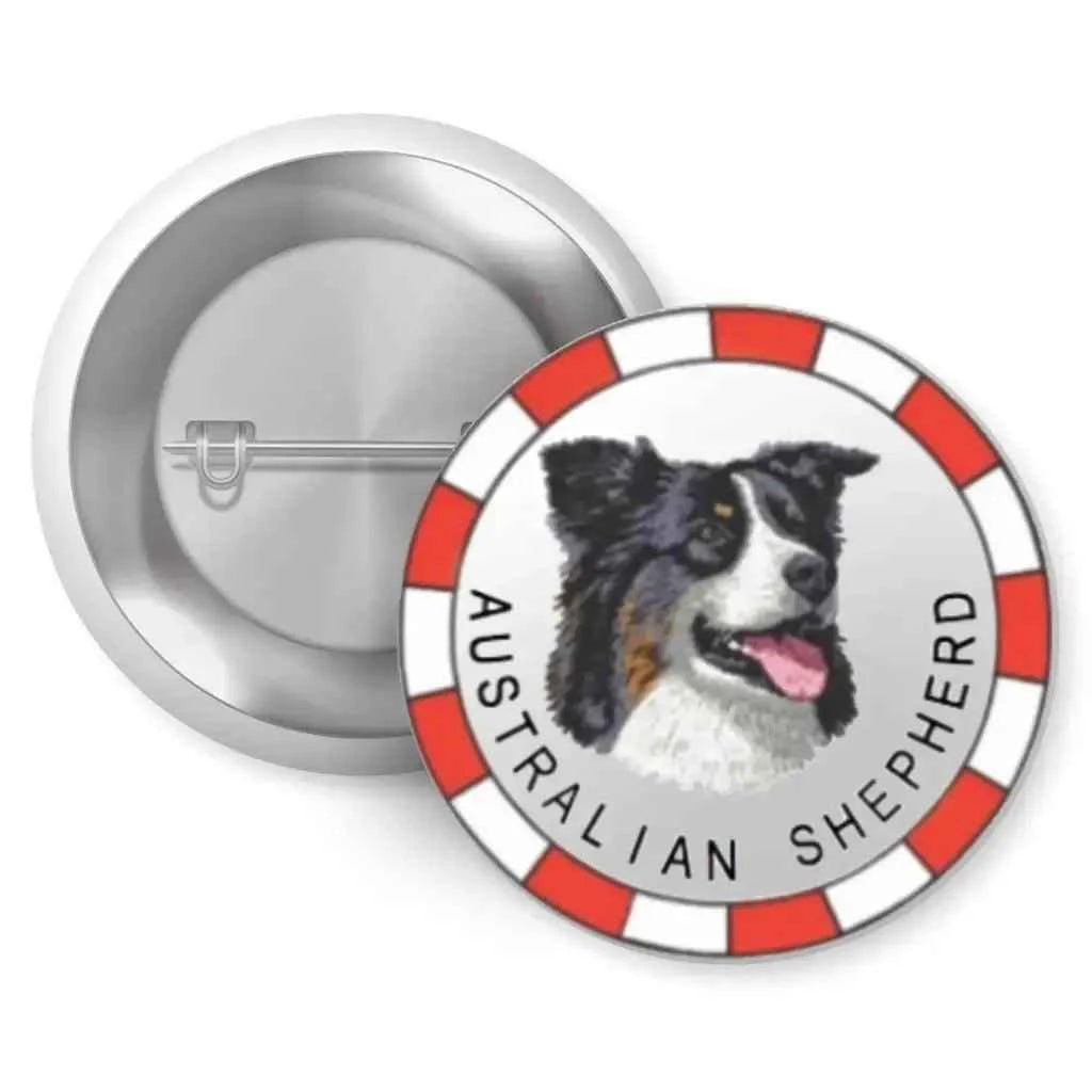 Australian Shepherd Dog Breed Button Badge - 1 Inch 25mm Stylish Metal Pin For Dog Lovers