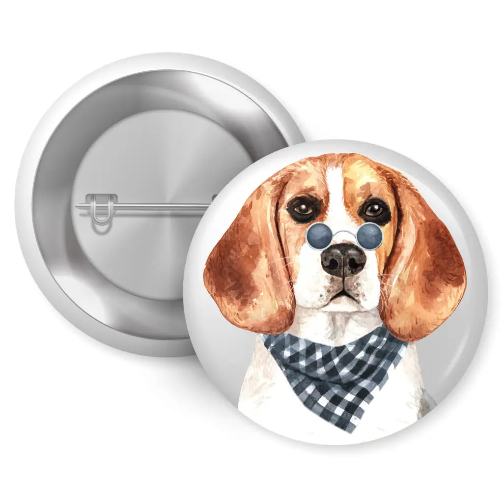 Beagle Bandana Dog Breed Pin Button Badge 1in 25mm - EMU Works