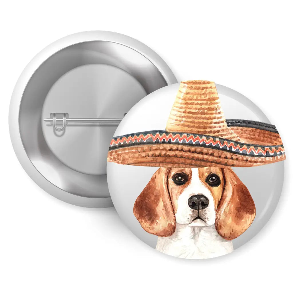 Beagle Sombrero Dog Breed Pin Button Badge 1in 25mm - EMU Works