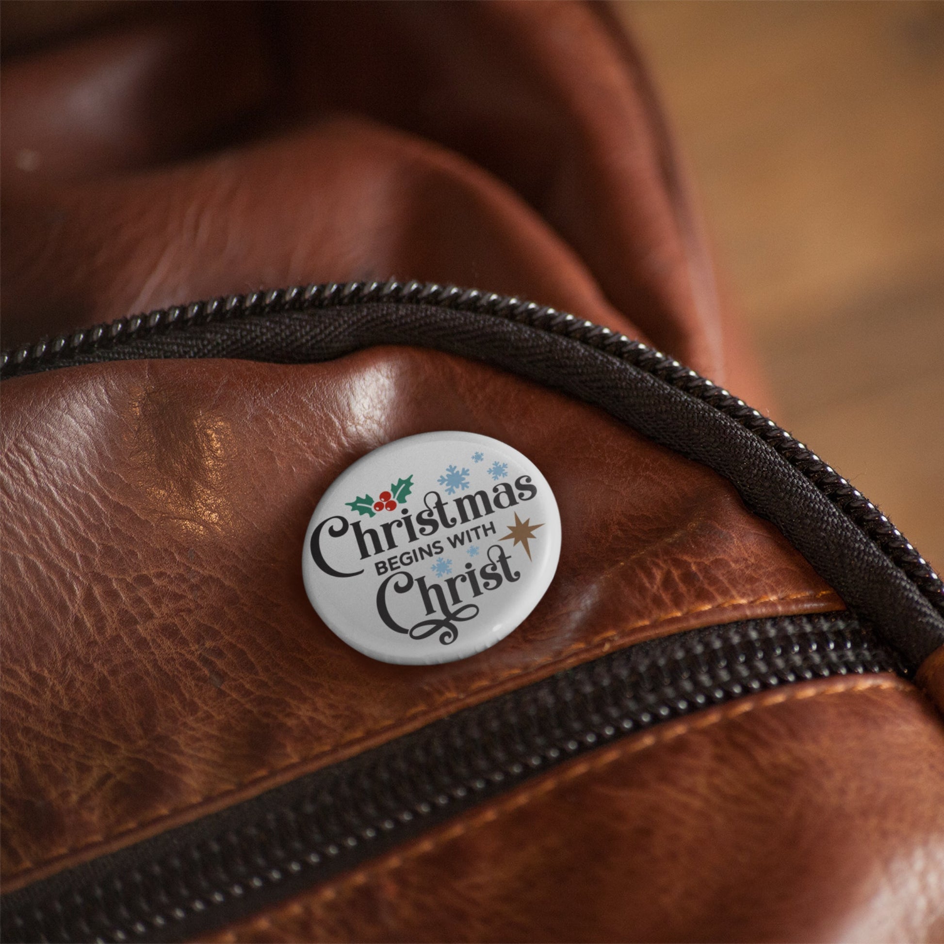 Begins With Christ Christmas Butterfly Clutch Badge 1in 25mm - EMU Works