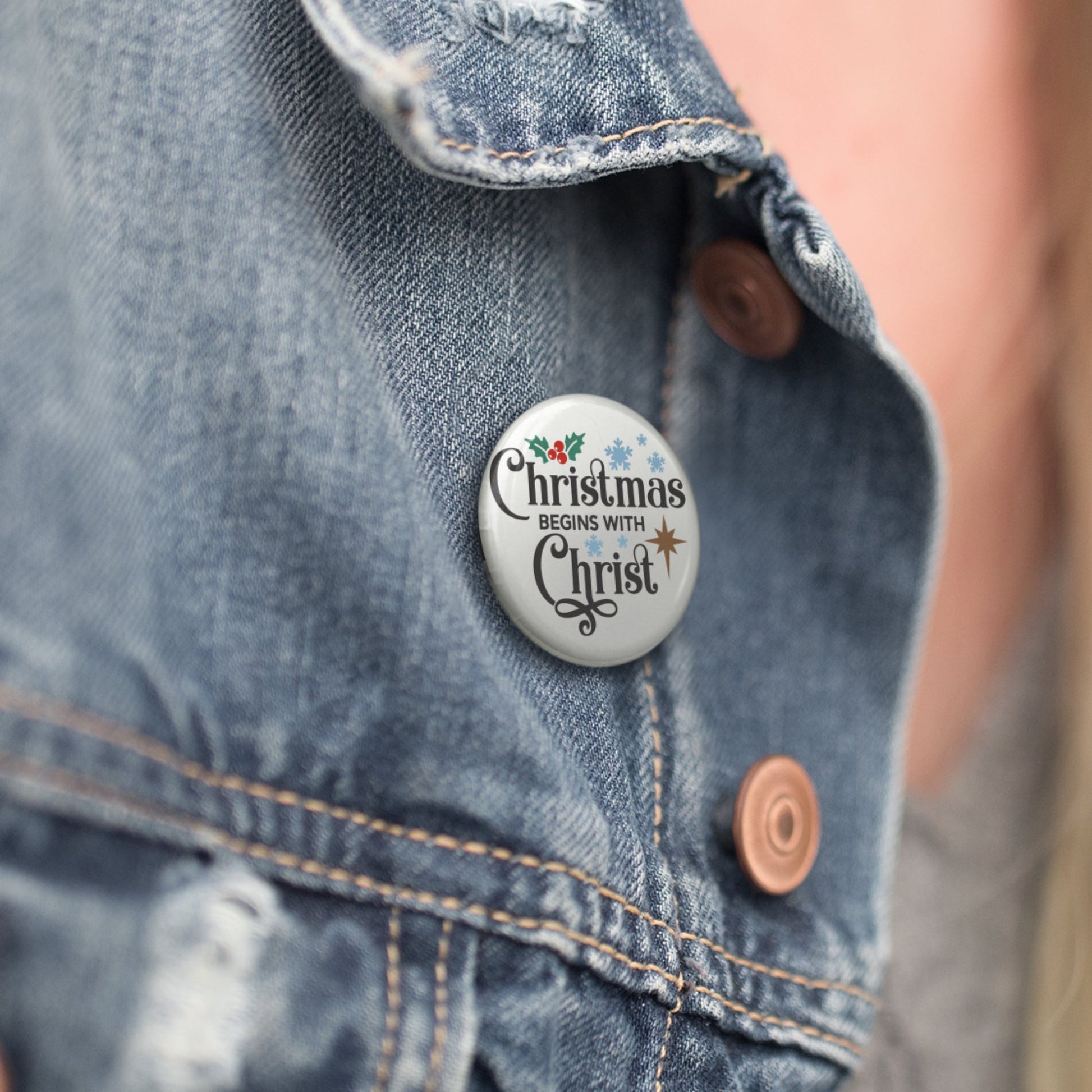 Begins With Christ Christmas Butterfly Clutch Badge 1in 25mm - EMU Works