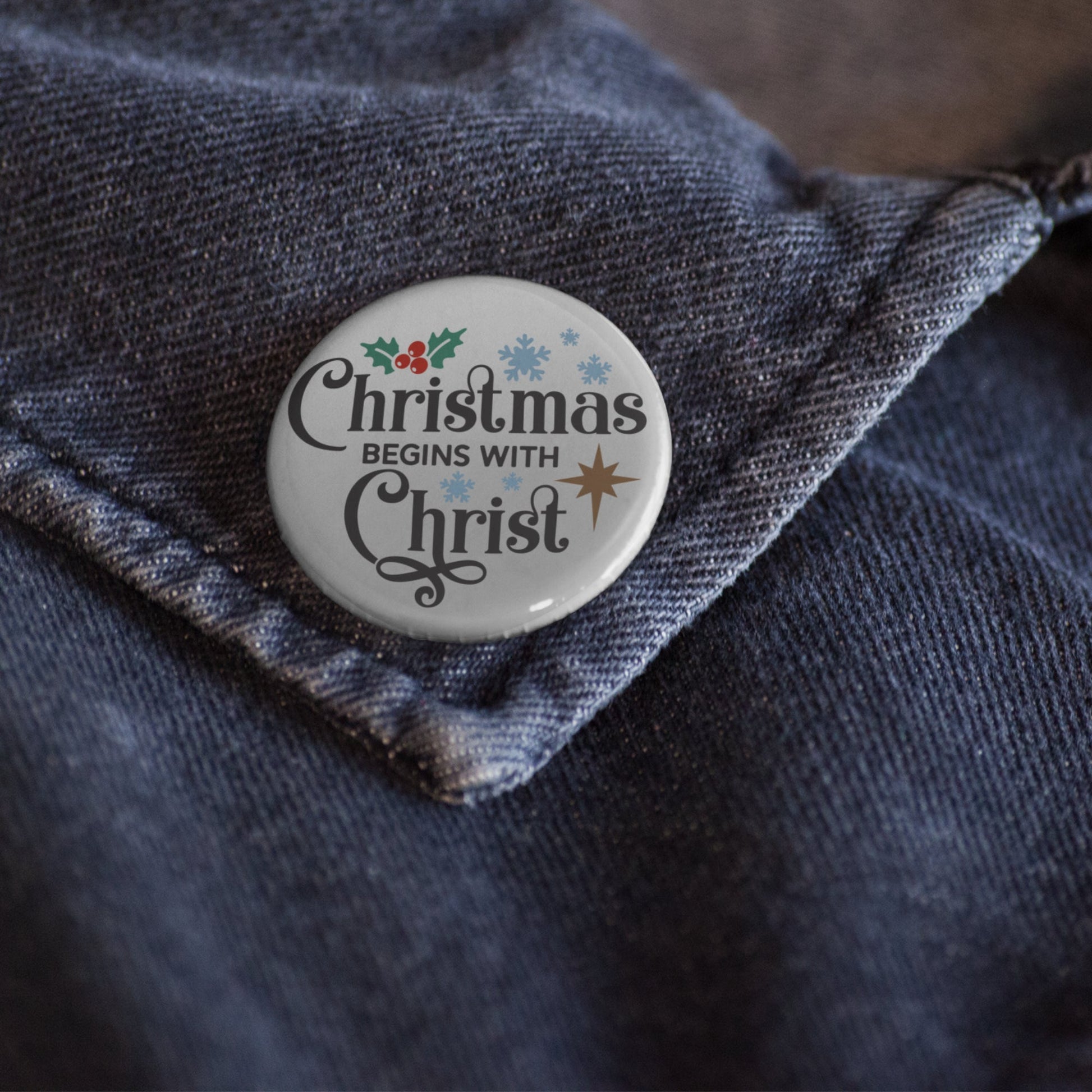 Begins With Christ Christmas Butterfly Clutch Badge 1in 25mm - EMU Works