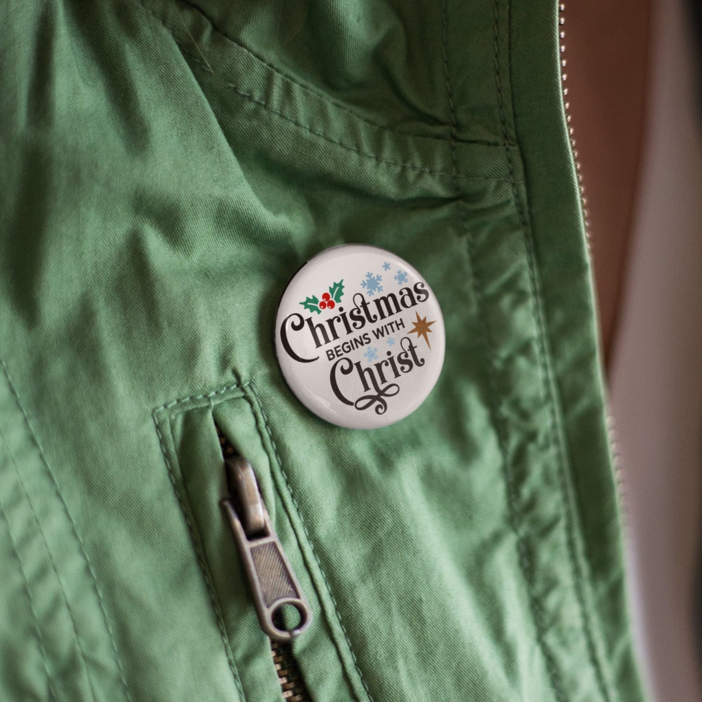 Begins With Christ Christmas Butterfly Clutch Badge 1in 25mm - EMU Works