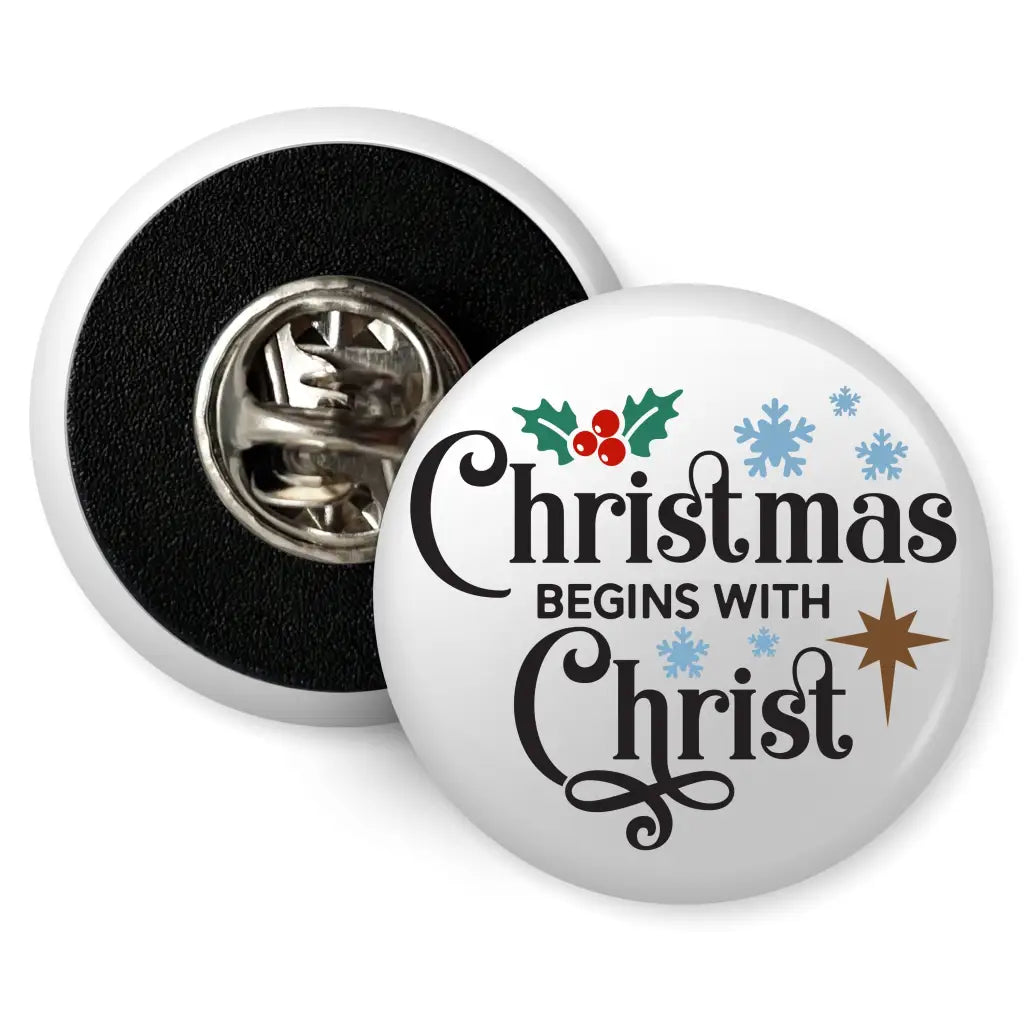 Begins With Christ Christmas Butterfly Clutch Badge 1in 25mm - EMU Works