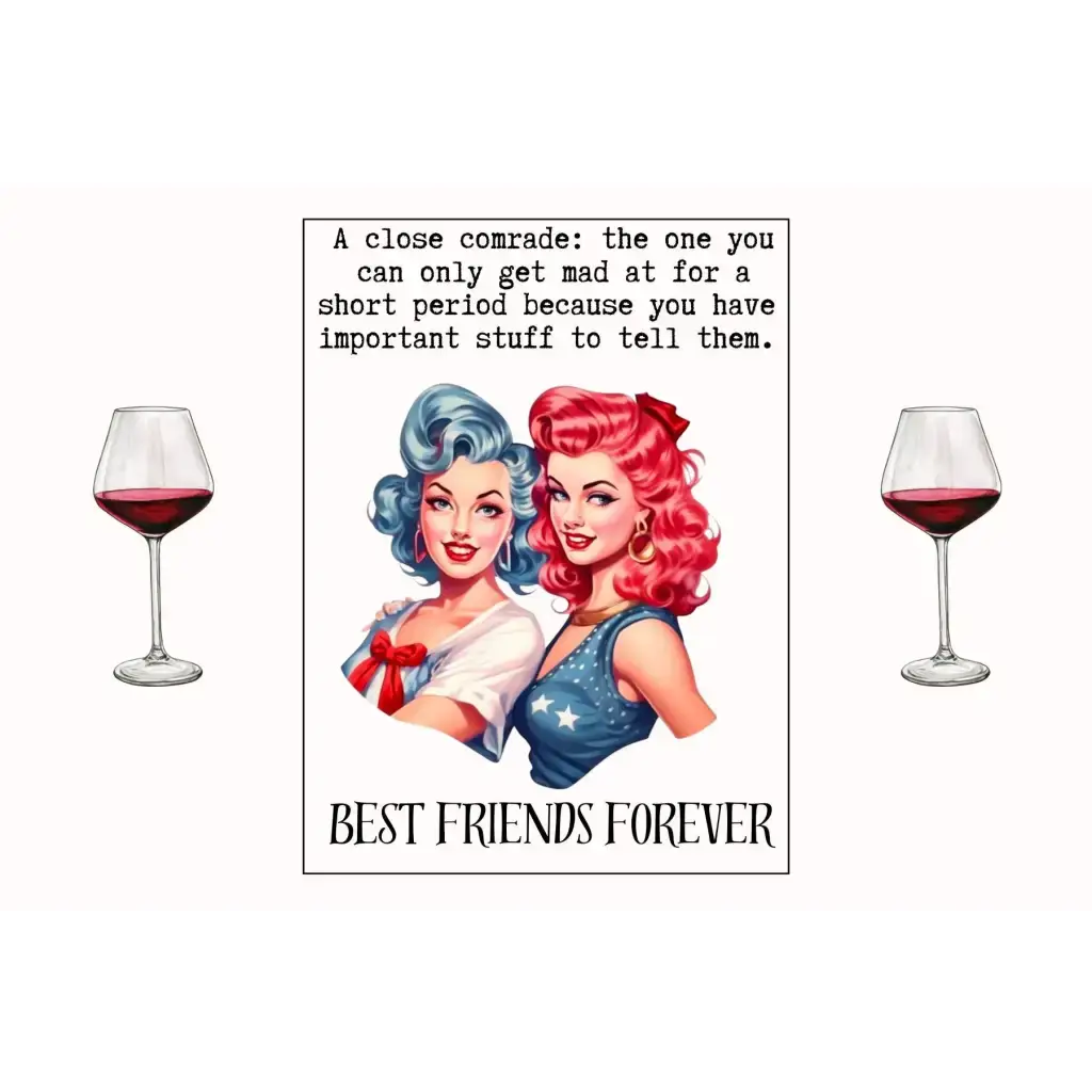 Best Friends Forever Wine Label Vintage Pin Up Girl Design Stickers For Bottles - EMU Works