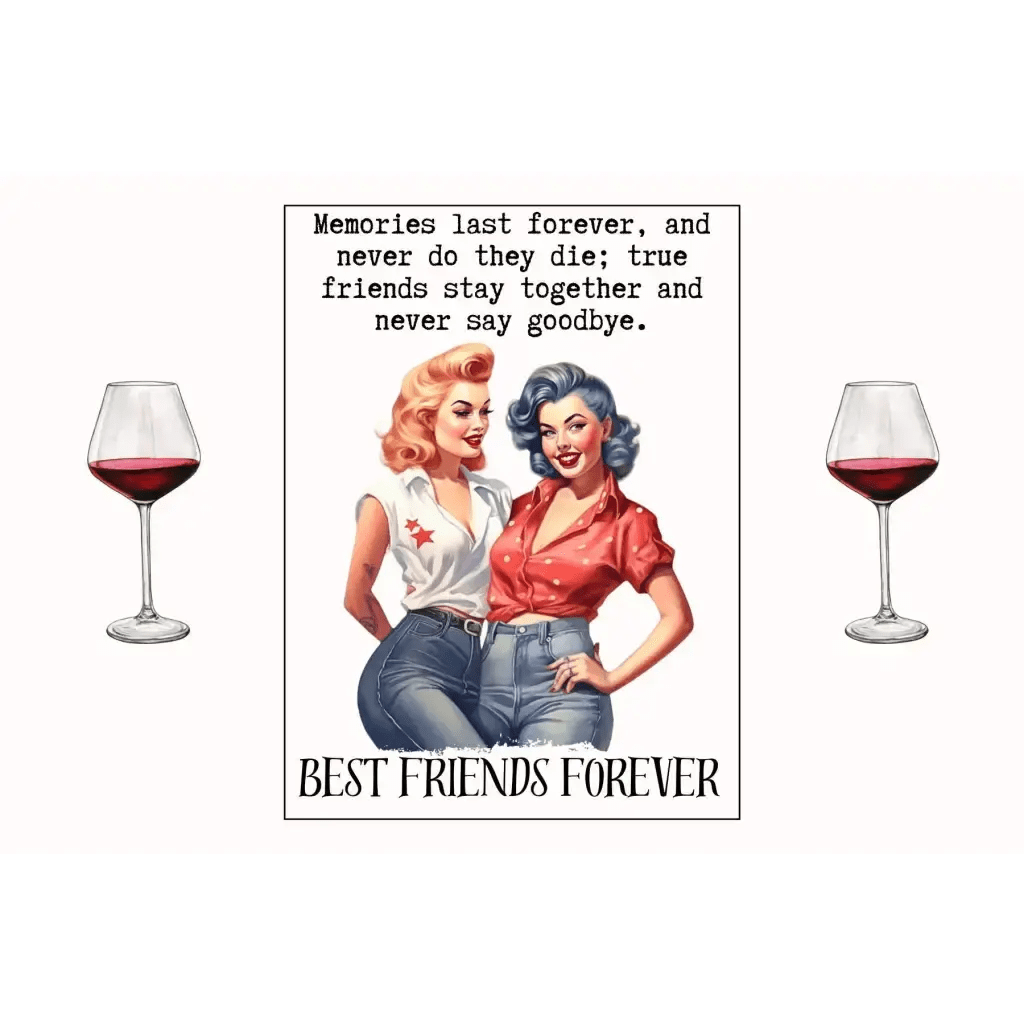 Best Friends Wine Gifts: Vintage Pin Up Girl Design Wine Label Stickers for Bottles - EMU Works