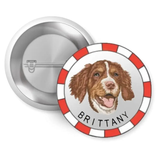 Brittany Dog Breed Pin Button Badge 1in 25mm - EMU Works