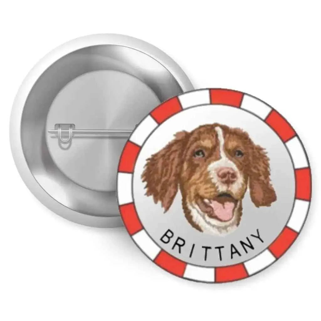 Brittany Dog Breed Pin Button Badge - 1In 25Mm - Unique Dog Accessories For Canine Lovers