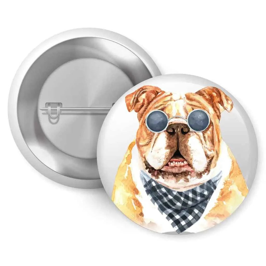 Bulldog Banadana Dog Bread Pin Button Badge 1in 25mm