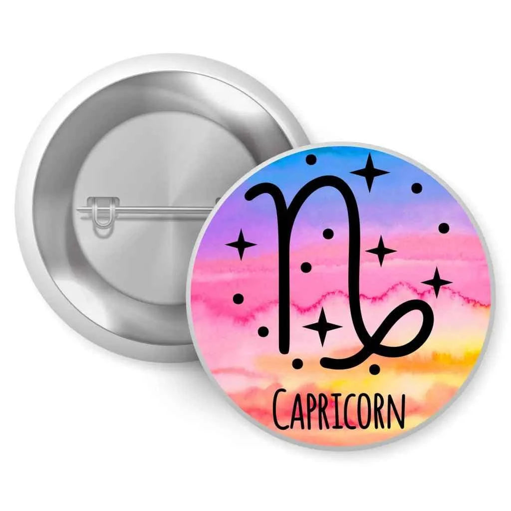 Capricorn Zodiac Sign Pin Badge - Mystical 1 Inch 25mm Button for Astrology Lovers