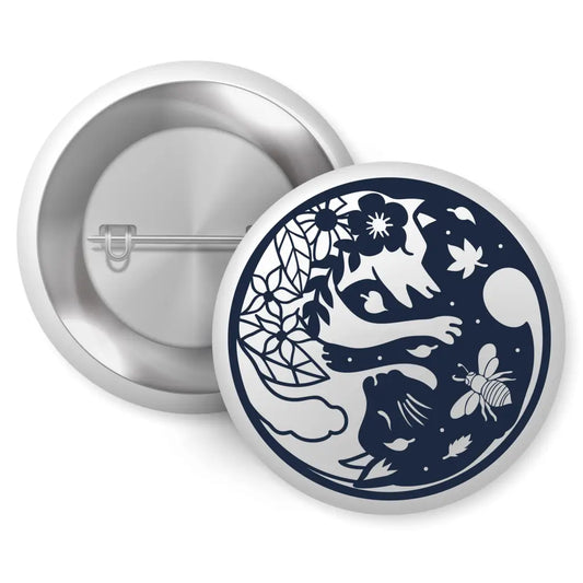 Cat and Dog Yin Yang Nature Mysticsm Pin Button Badge 1in 25mm - EMU Works