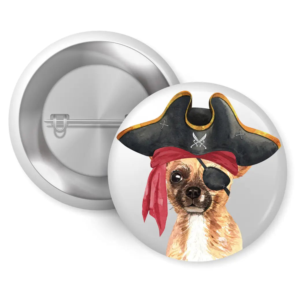 Chihuahua Pirate Dog Pin Button Badge 1in 25mm - EMU Works