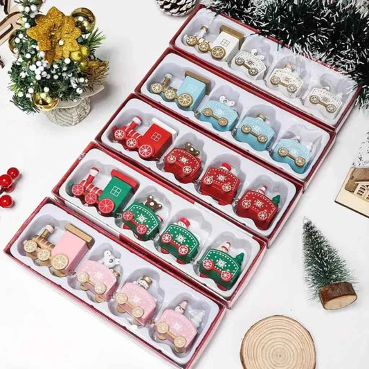 Wooden Train Ornament - Children’s Christmas Decoration for Festive Tabletop Display