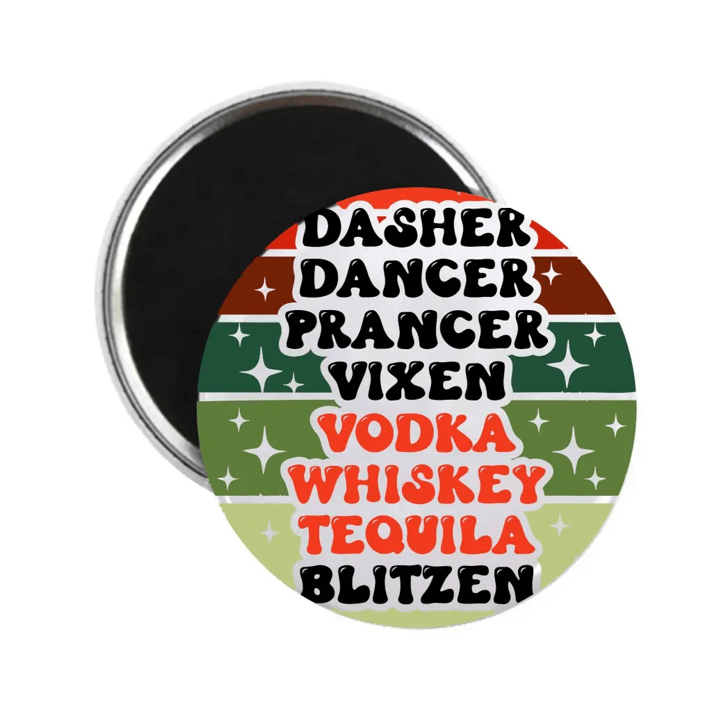 Christmas Dasher Dancer Prancer Vixen Funny Fridge Magnet 59mm 2.32in - EMU Works