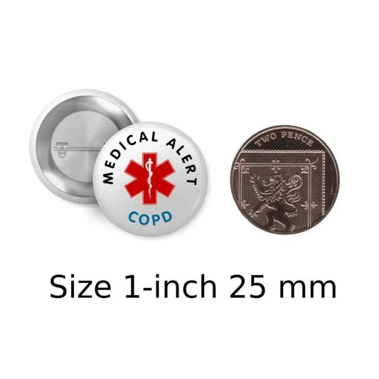 Stylish 1in 25mm Medical ID Badge For COPD - Secure Fit & Clear Text Design