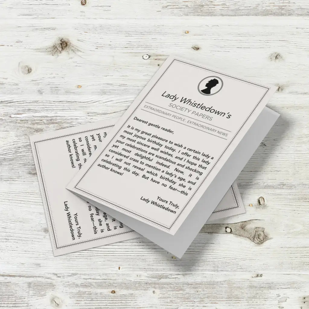 Elegant Bridgerton Birthday Cards: Lady Whistledown Society Papers, Special Female Birthday Card for Friend - Perfect Happy Birthday Gifts for Women and Girls, White Satin Sheen Card With Envelopes - EMU Works