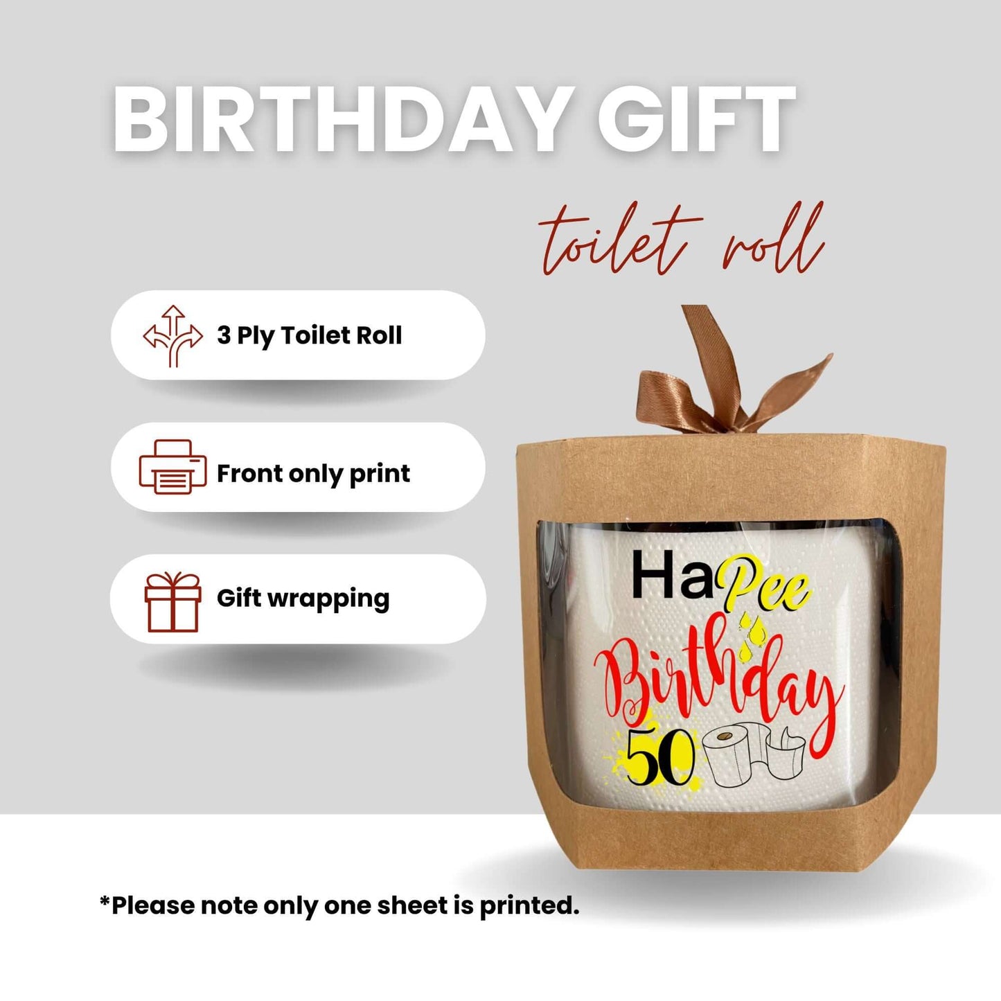 Novelty Toilet Roll 50th Birthday Printed Toilet Roll - Limited-Edition