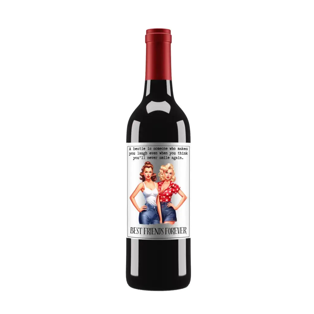 Best Friends Forever Wine Label | Pin up Girl Bottle Stickers | Girl Bottle Stickers