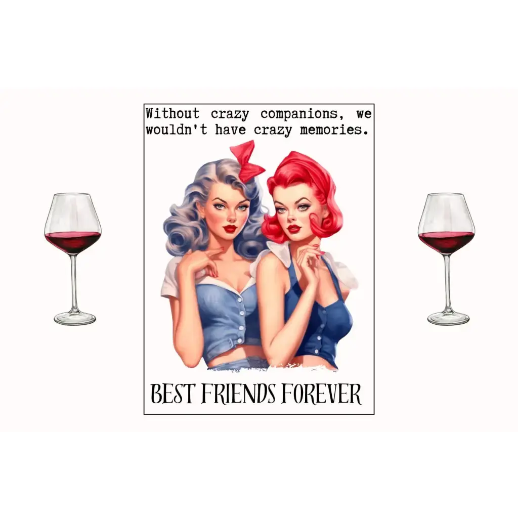 Best Friends Forever Wine Label | Pin up Girl Bottle Stickers | Girl Bottle Stickers