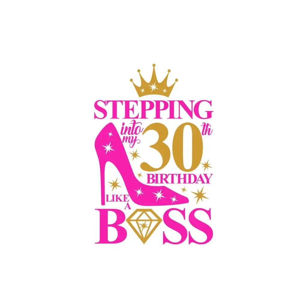 Flat lay of the stylish 30th Birthday Badge for Women, an essential accessory for a milestone birthday party.