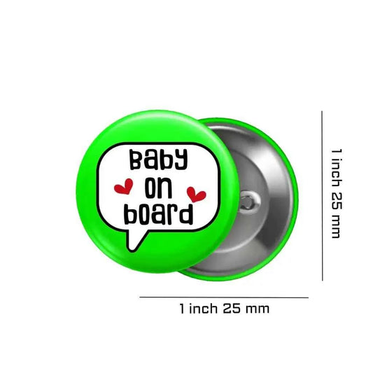 EMUWorks - Baby On Board Badges , Speech Bubble Pregnancy Announcement In Style , Green Pin Button Badge Pinback Closing , Size 1 inch 25 mm