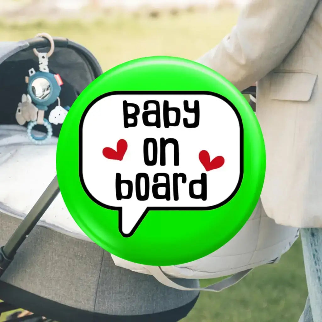 EMUWorks - Baby On Board Badges , Speech Bubble Pregnancy Announcement In Style , Green Pin Button Badge Pinback Closing , Size 1 inch 25 mm - EMU Works