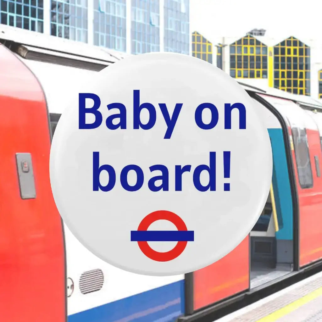 EMUWORKS Baby On Board Badges 1in 25mm - London Underground Logo , Pregnancy Announcement Pin Button Badge - EMU Works
