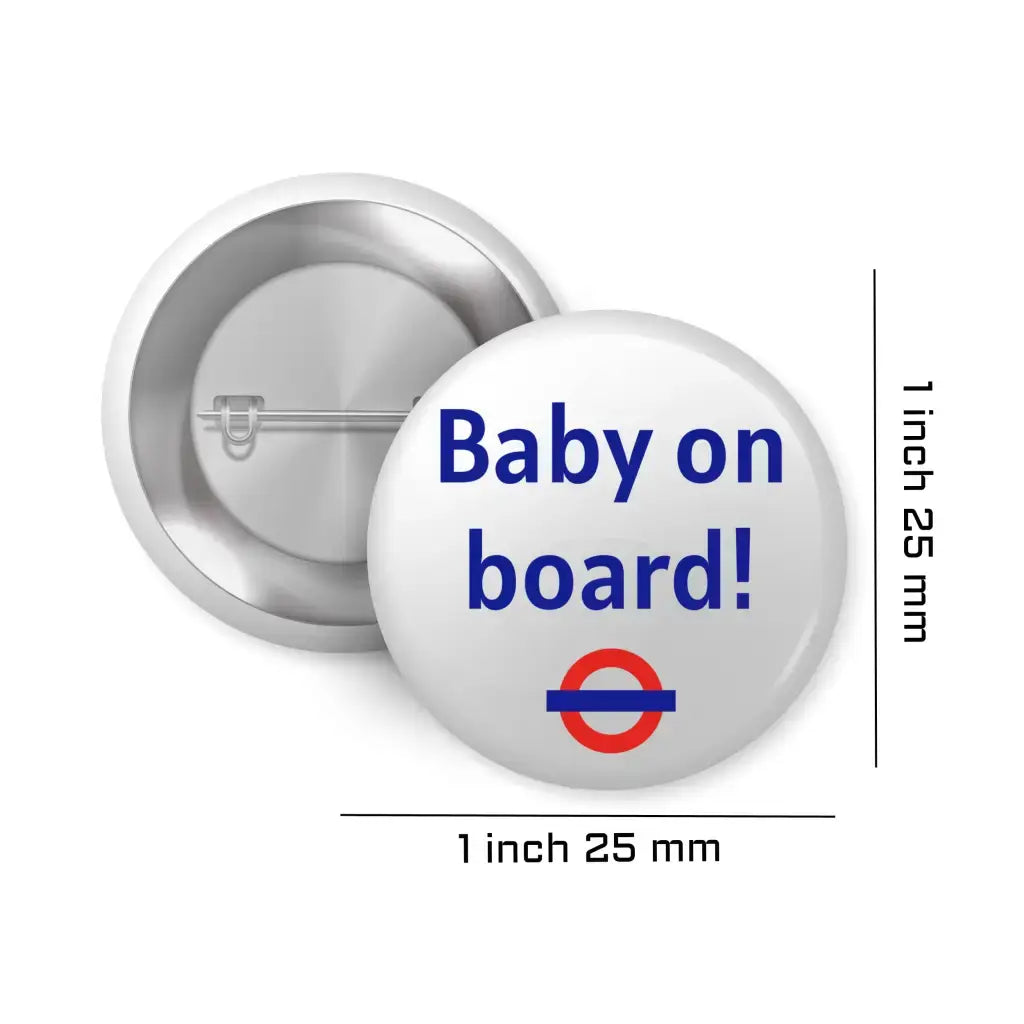 EMUWORKS Baby On Board Badges 1in 25mm - London Underground Logo , Pregnancy Announcement Pin Button Badge - EMU Works