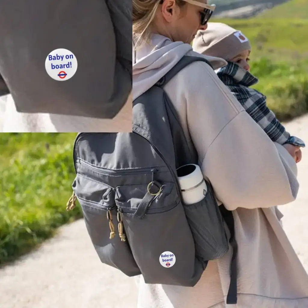 EMUWORKS Baby On Board Badges 1in 25mm - London Underground Logo , Pregnancy Announcement Pin Button Badge - EMU Works